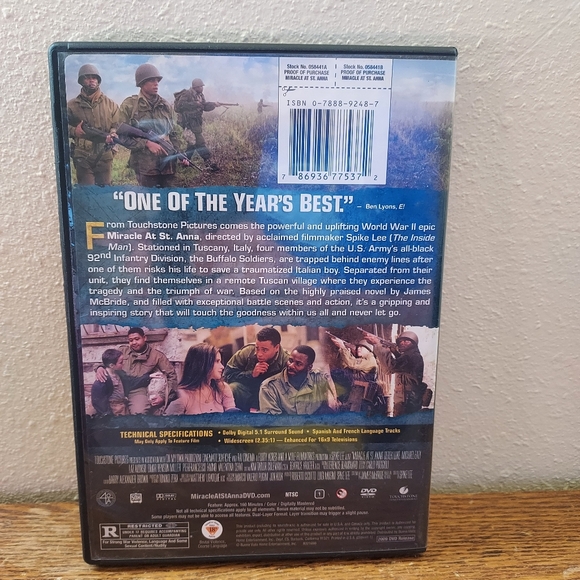 Miracle at St. Anna (DVD, 2008) Pre-Owned Tested Working Good Movie - Picture 2 of 2